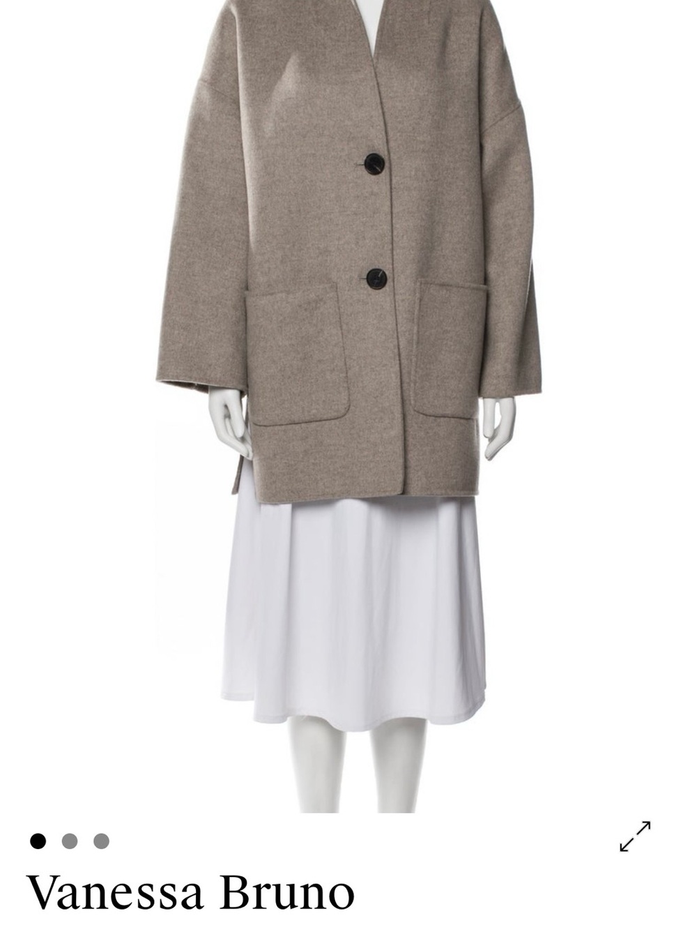 Vanessa Bruno Neutral Taupe Single-Breasted Wool-Blend Pea Coat
